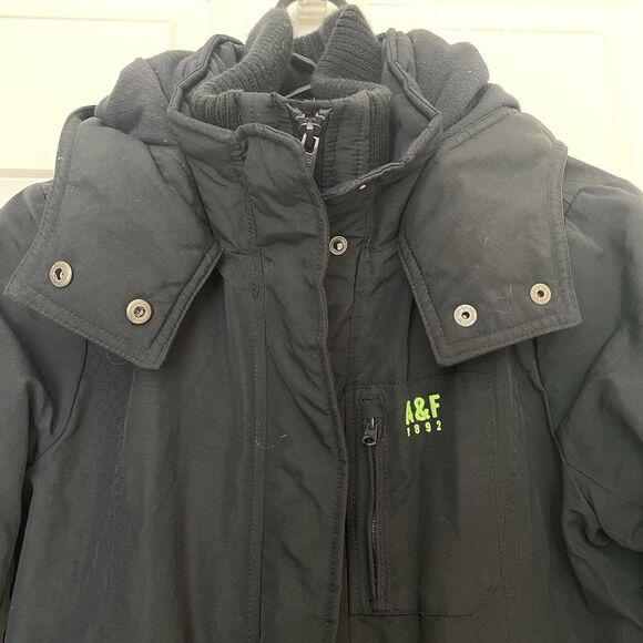 Abercrombie & Fitch Jacket Womens Large All Weather Warrior Full Zip Black Green - Picture 2 of 8